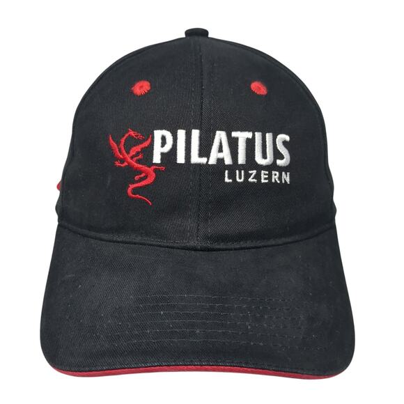 Pilatus Luzern Strapback Baseball Cap Black One Size Adjustable Embroidered - Picture 1 of 10